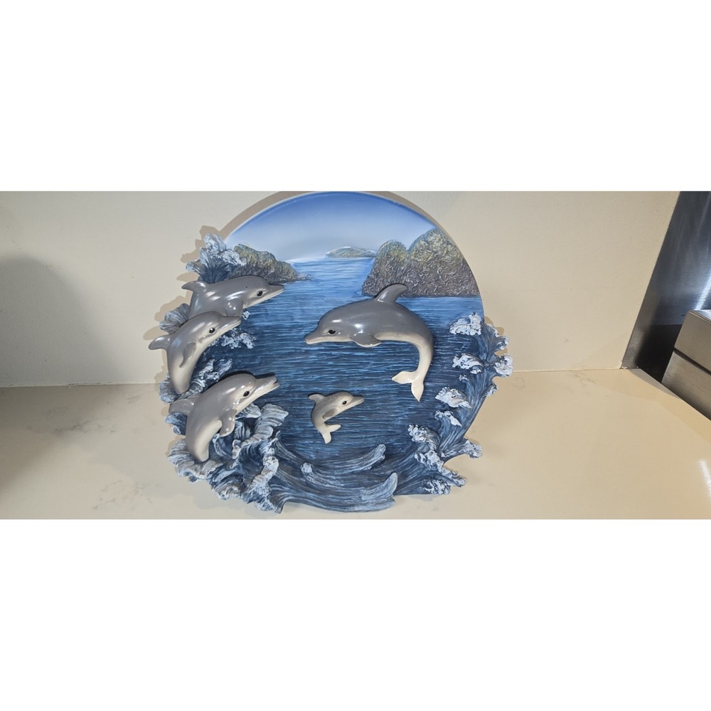 3D decorative ceramic or resin dolphin wall plaque